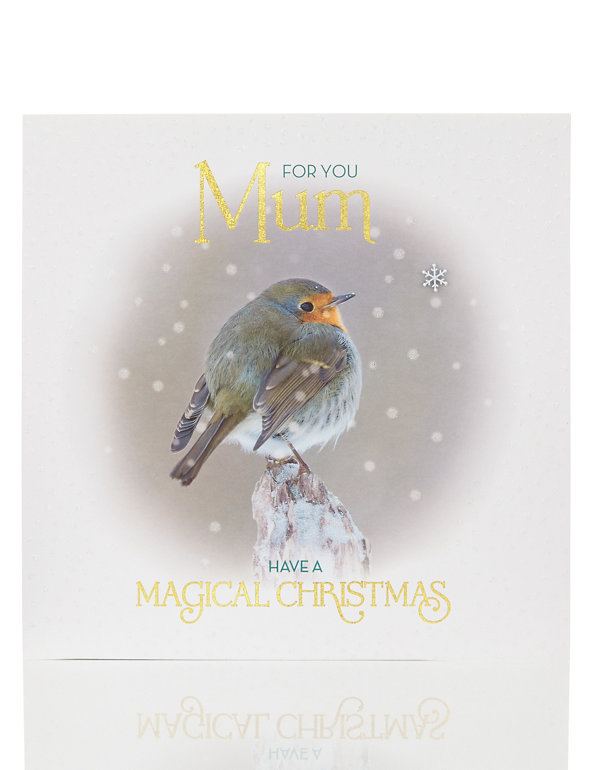 With Love To A Wonderful Mum Christmas Wishes Card Robin Design