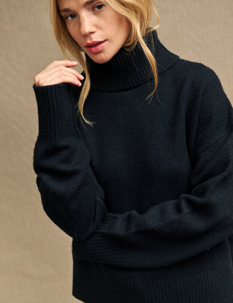 M&s black polo neck jumper discount