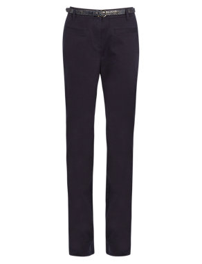 Roma Cotton Rich Slim Leg Trousers with Belt Image 2 of 7