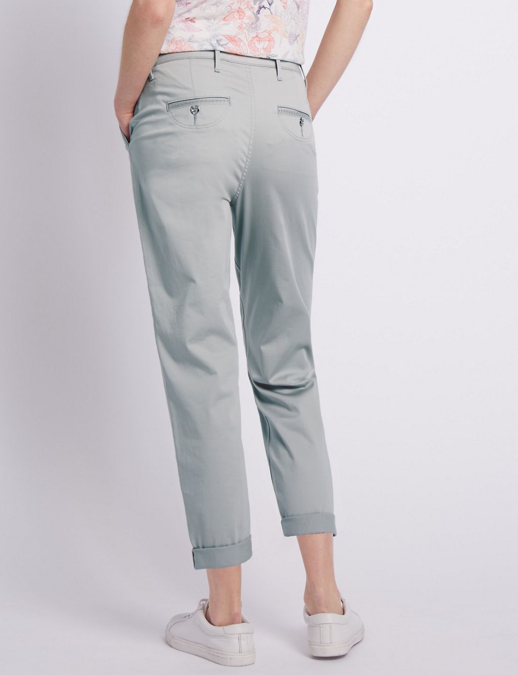Roma Rise Cotton Rich Cropped Straight Leg Trousers 2 of 3