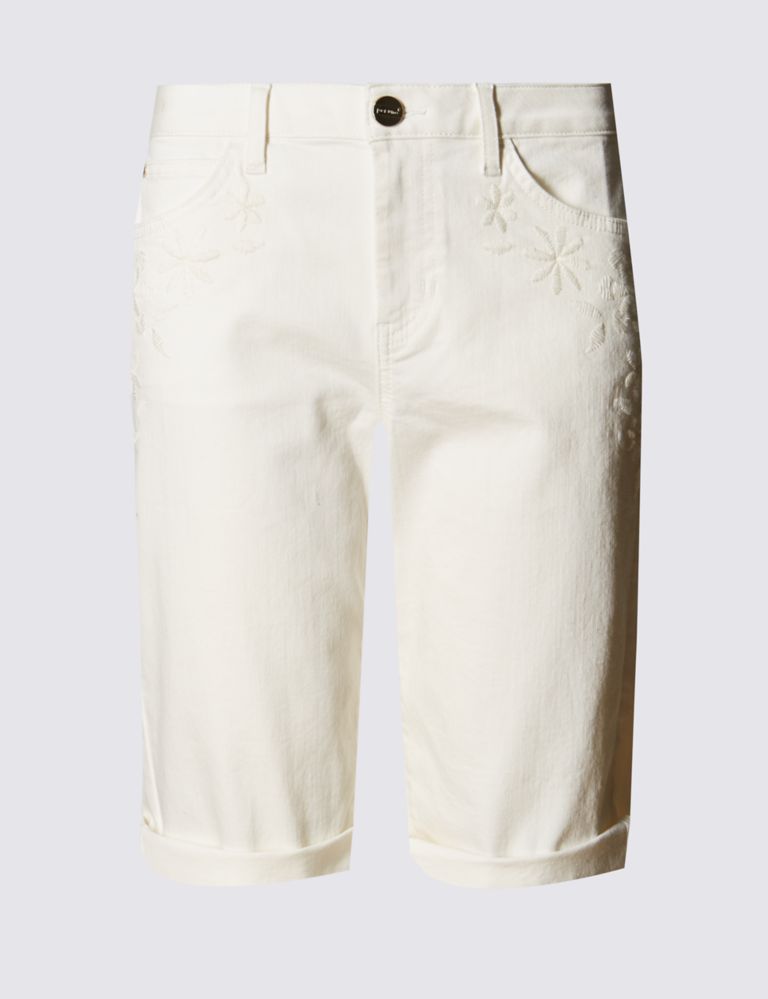 Roma Rise Cotton Rich Embroidered Shorts 2 of 3