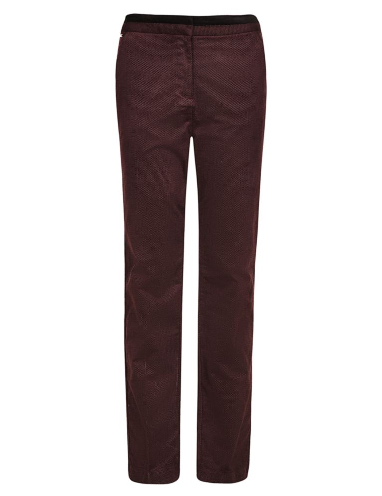 Roma Rise Cotton Rich Jacquard Tapered Leg Trousers 3 of 4