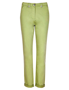 Roma Rise Cotton Rich Straight Leg Belted Chinos Image 2 of 5