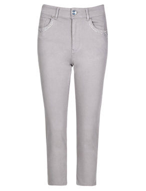 Roma Rise Embellished Cropped Jeans Image 2 of 5