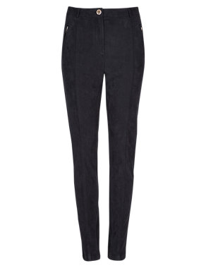 Roma Rise Faux Suede Slim Leg Trousers Image 2 of 4