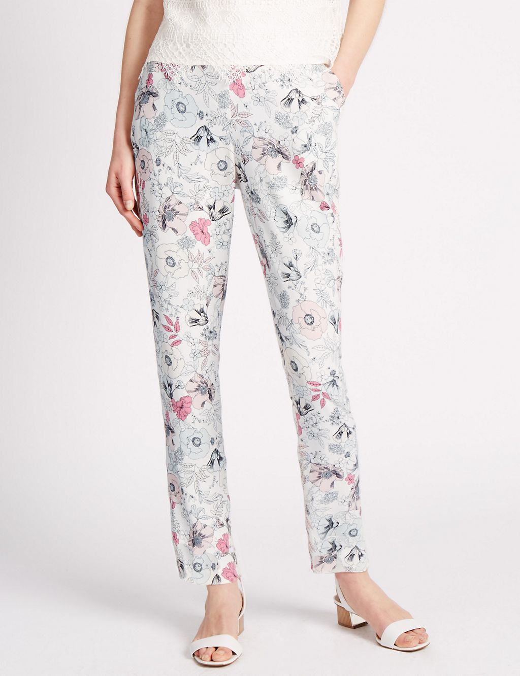 Roma Rise Floral Tapered Leg Trousers 3 of 3