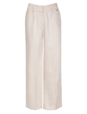 Roma Rise Wide Leg Trousers with Linen Image 2 of 5