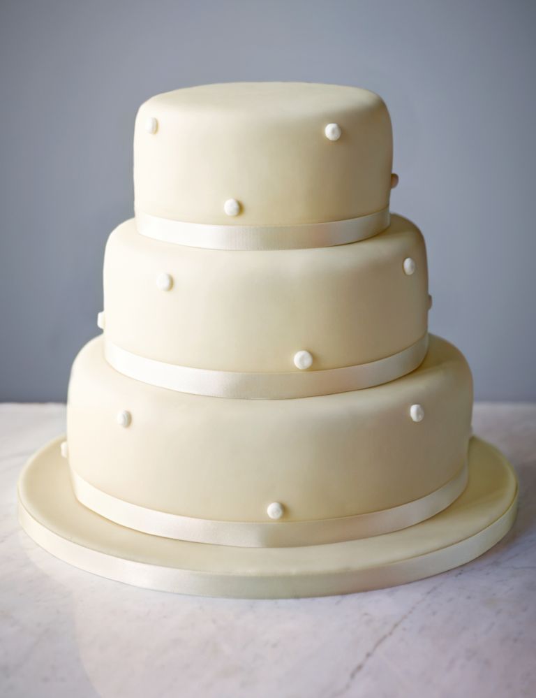 Romantic Pearl Wedding Cake with Ivory Icing - Assorted Flavours (Serves 150) Last order date 26th March 2 of 6