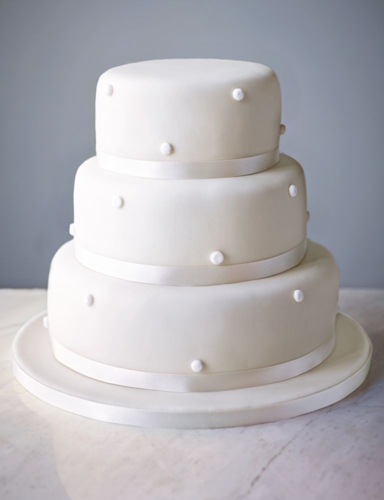 Romantic Pearl Wedding Cake with White Icing – Assorted Flavours (Serves 150) Last order date 26th March 2 of 6