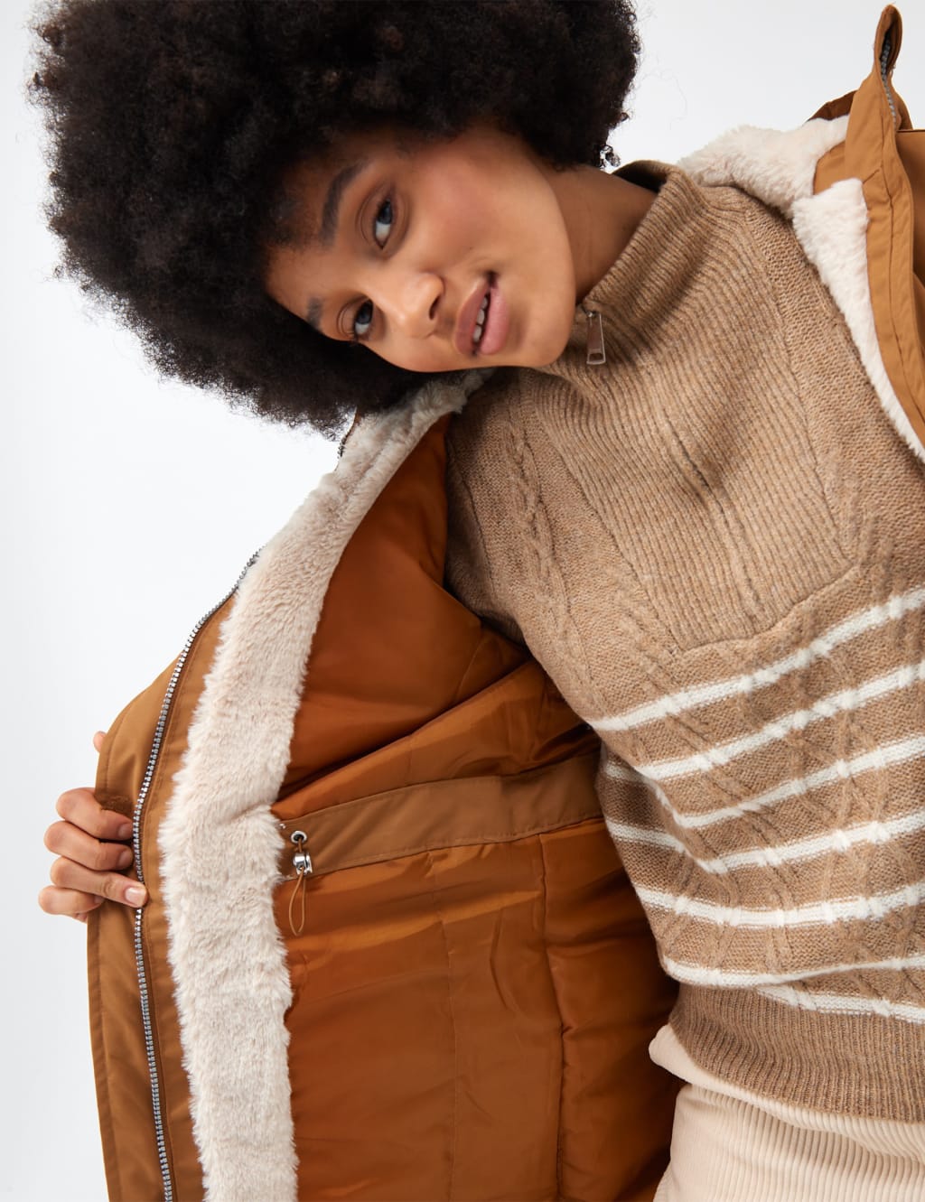 Tan parka coat womens top