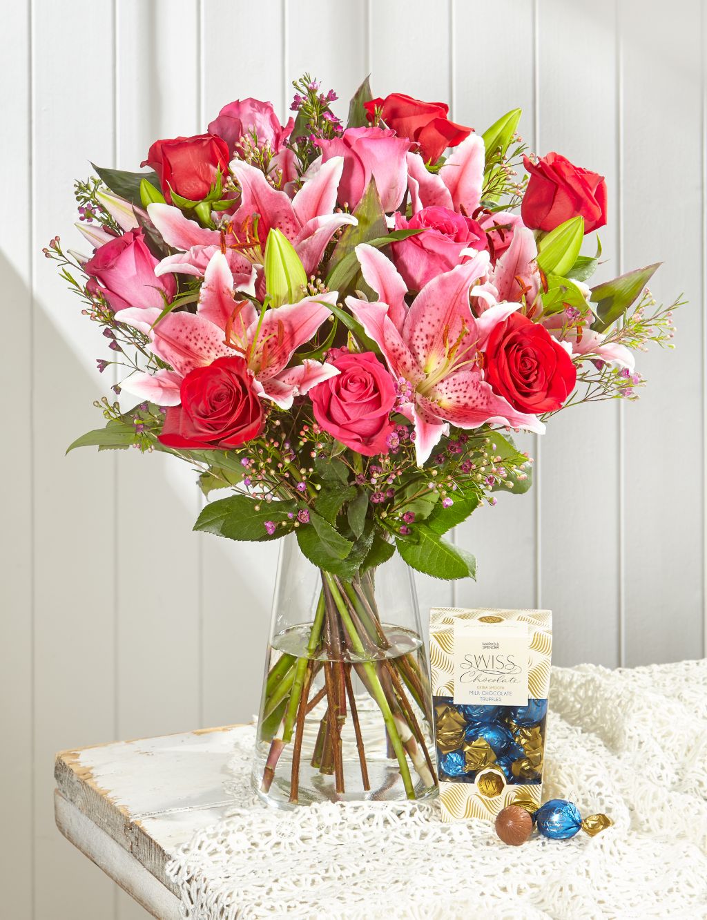 Rose & Lily Gift Selection - Vase & Swiss Truffles 3 of 4