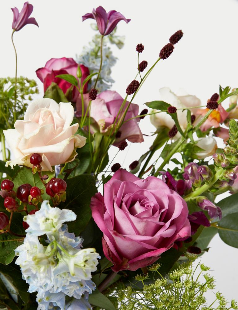 Rose, Delphinum & Hypericum Bouquet 4 of 6