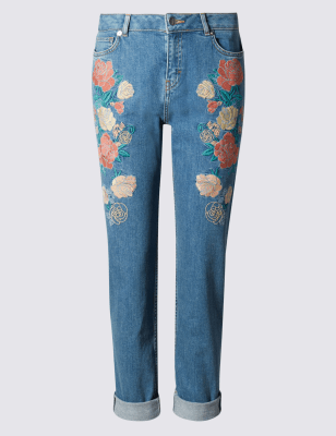 Rose embroidered sales skinny jeans