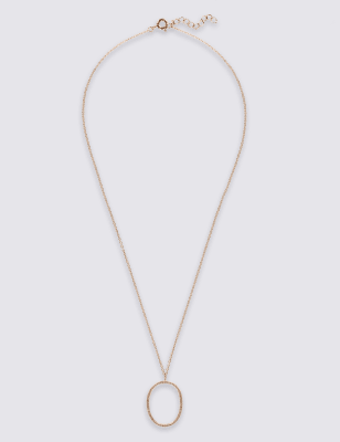 Rose gold plated pave store oval necklace