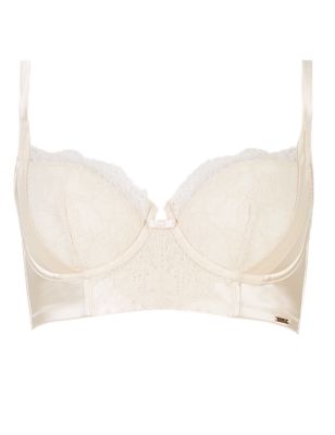 Rose Lace Padded Underwired Longline Bra A-DD with Silk Image 2 of 5