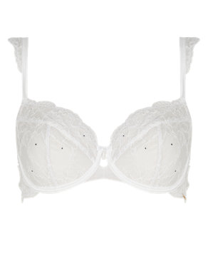 Rose Lace Sparkle Non-Padded Balcony Bra A-DD Image 2 of 4