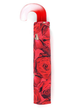 Rose Print Crook Handle Umbrella with Stormwear™ Image 2 of 3