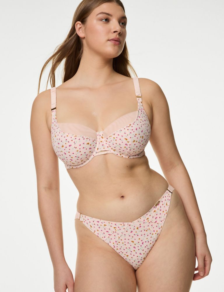 Rose Print Wired Full Cup Bra (F-H), M&S X GHOST