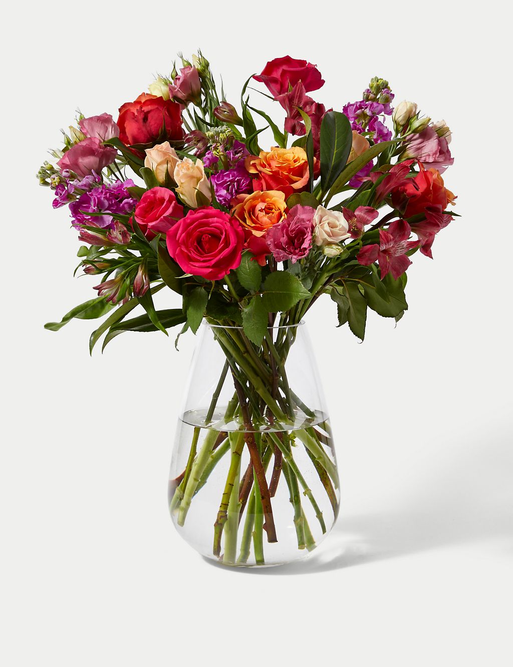 Roses, Lisianthus & Stock Bright Bouquet With Caramel Collection & Prosecco 5 of 7