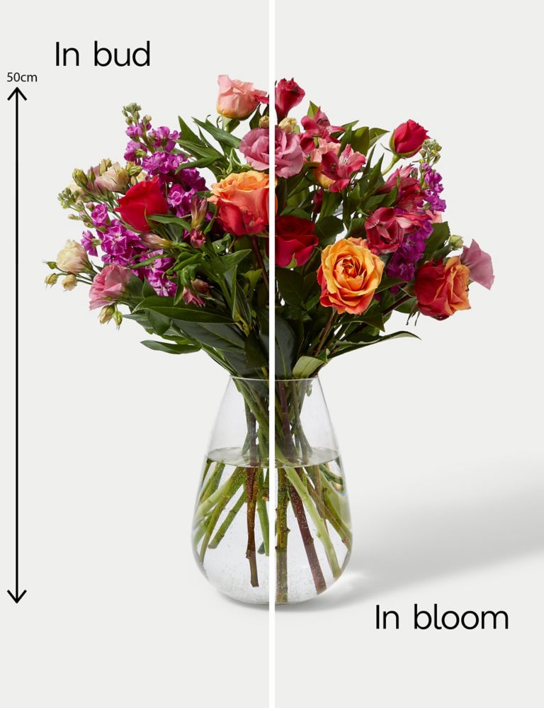 Roses, Lisianthus & Stock Bright Bouquet With Caramel collection 5 of 6