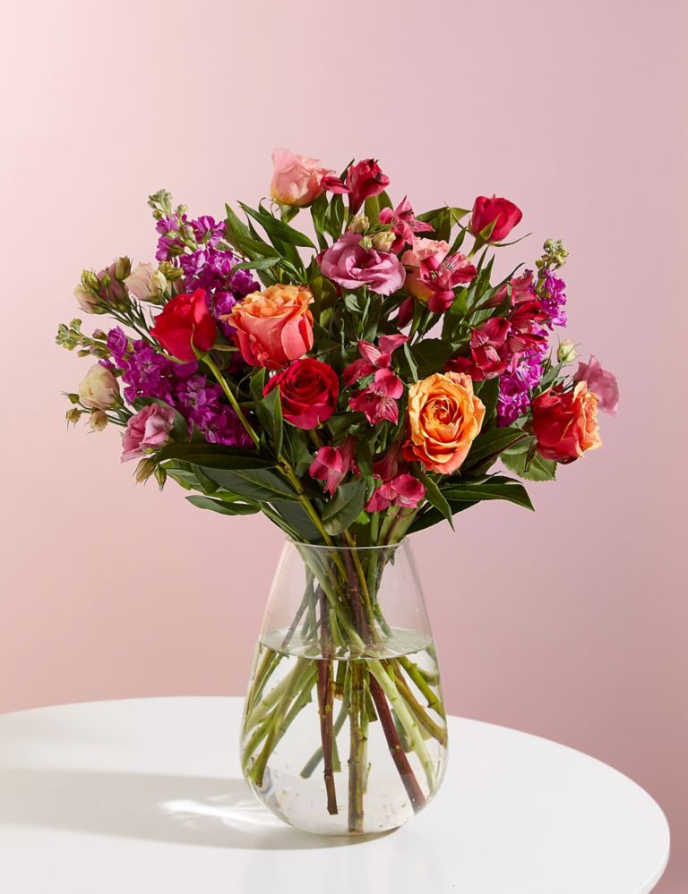 Roses, Lisianthus & Stock Bright Bouquet 1 of 5
