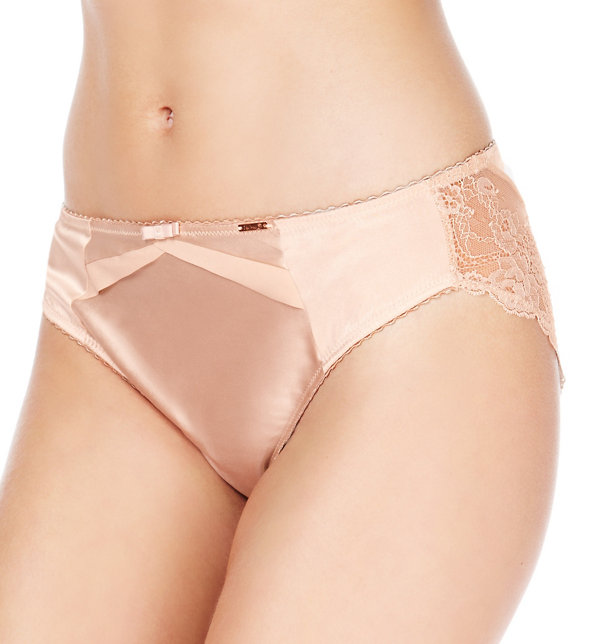 Rosie for Autograph French Designed Rose Lace High Leg Knickers with Silk Image 1 of 1
