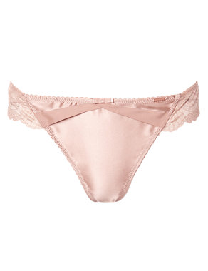 Rosie for Autograph French-Designed Rose Lace Mini Brazilian Knickers with Silk Image 2 of 3