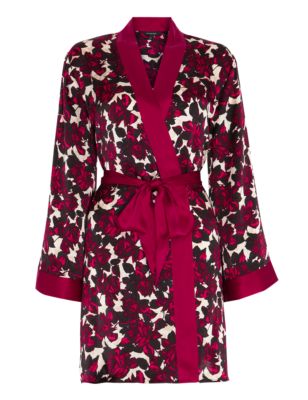 Rosie for Autograph Pure Silk Rose Print Dressing Gown Image 2 of 5