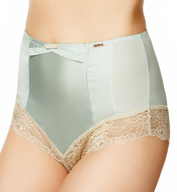 Rosie for Autograph Rose Lace High Waist Knickers with Silk Image 1 of 1