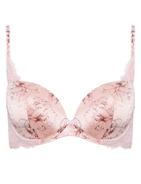 Rosie for Autograph Rose Print Silk Padded Plunge A-E Bra Image 2 of 5