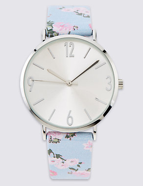 Round Face Floral Strap Watch Image 2 of 3