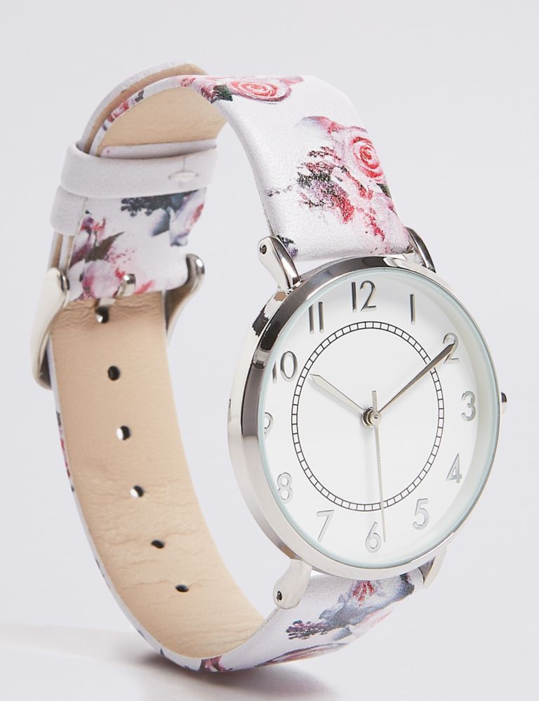 Round Face Floral Strap Watch 3 of 5