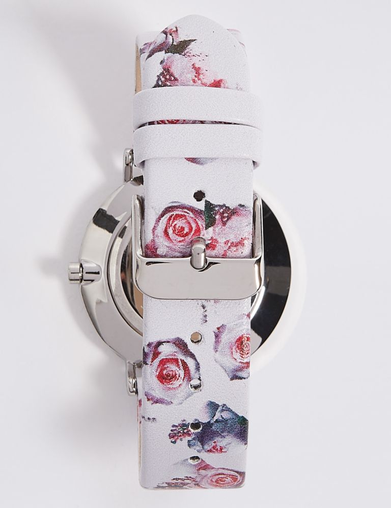 Round Face Floral Strap Watch 4 of 5