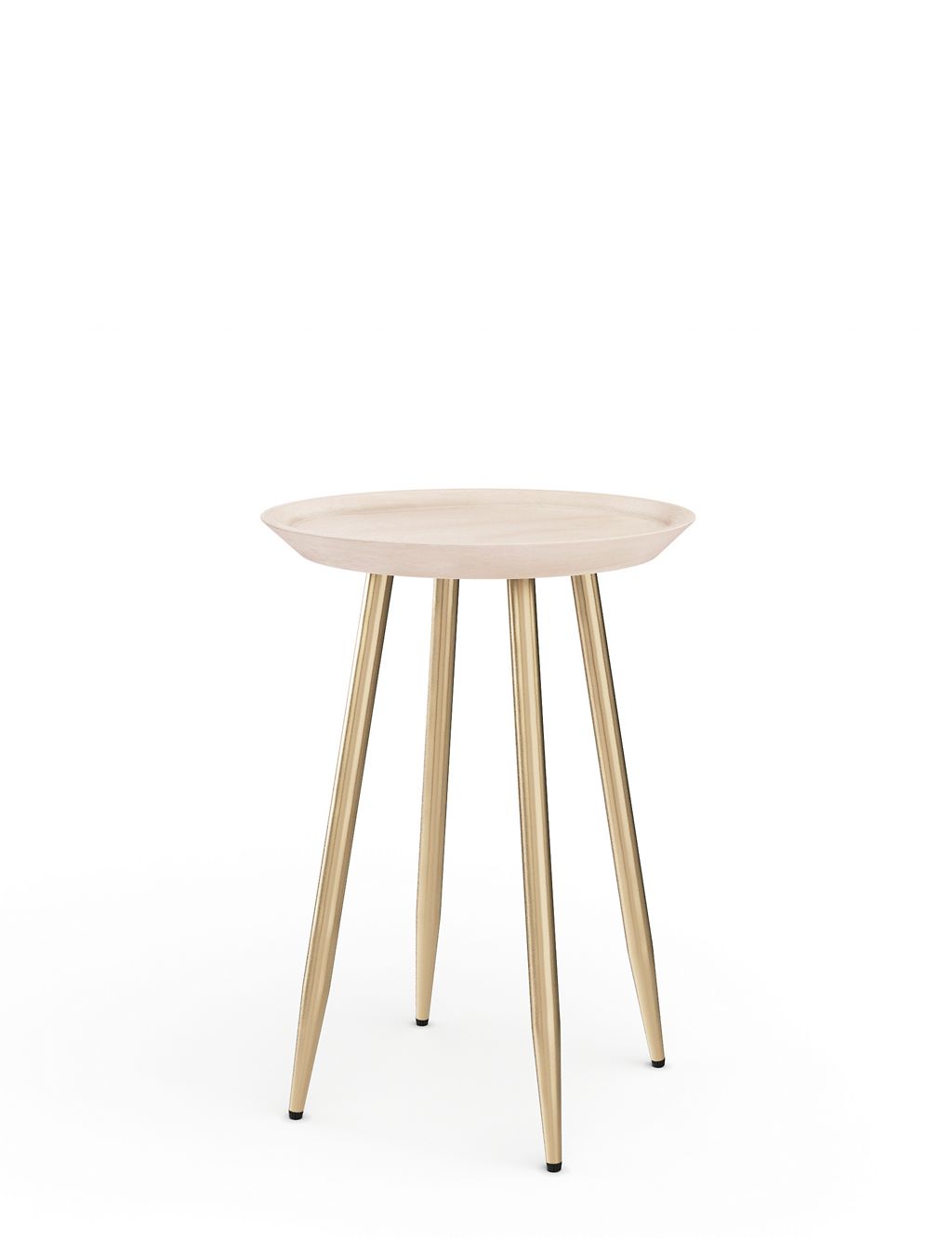 Round Mango Wood and Brass Side Table 1 of 7