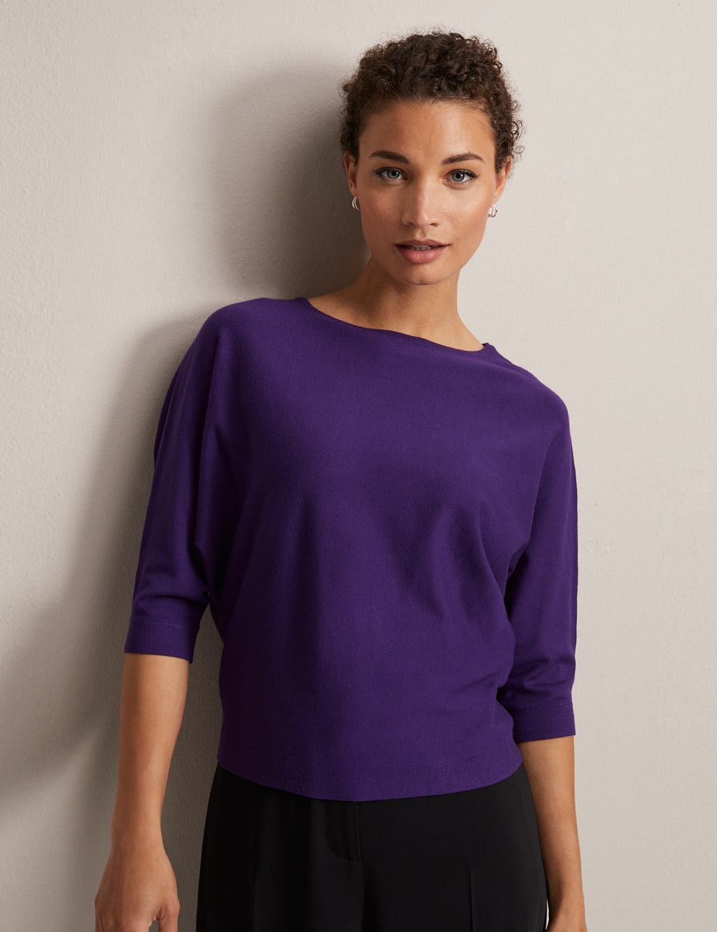 Round Neck Batwing Sleeve Jumper