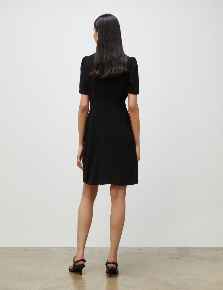 Round neck slit online pocket plain shift dress
