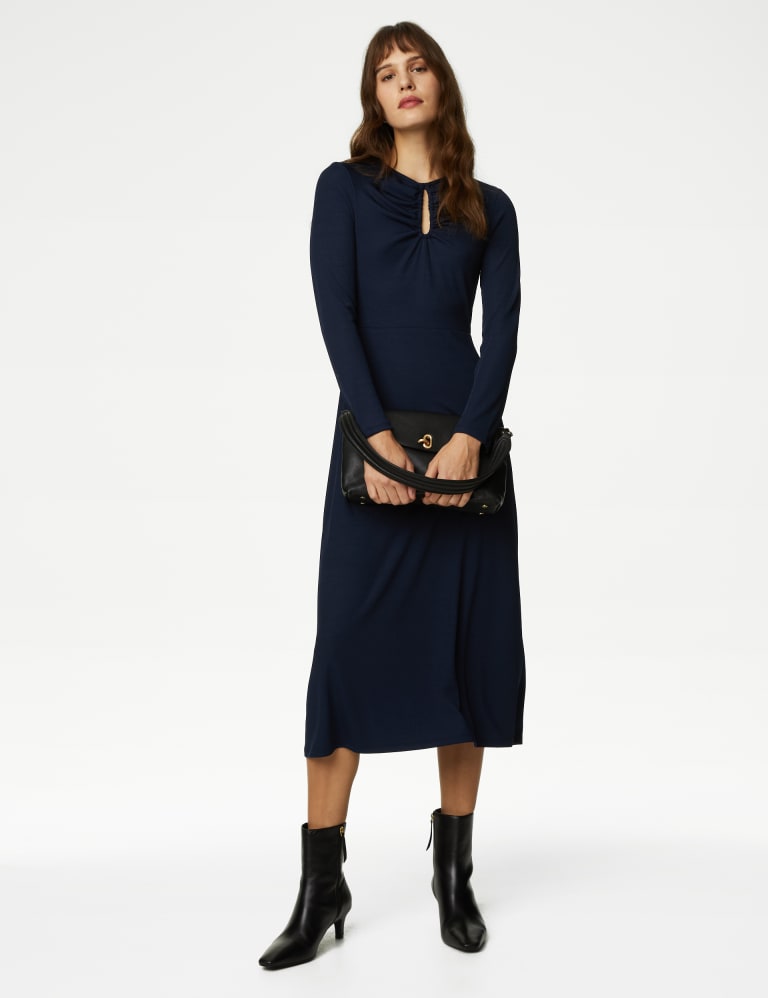 Long sleeve column dress clearance