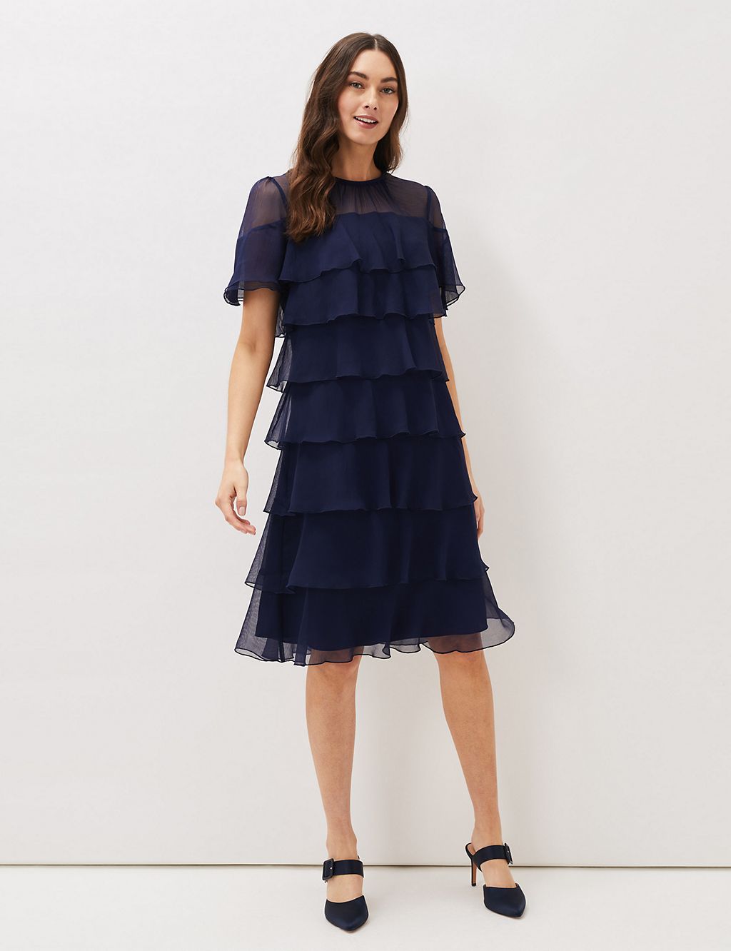 Round Neck Knee Length Tiered Dress 3 of 5