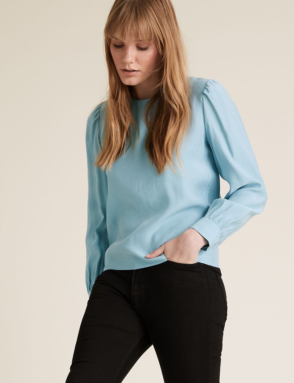 Round Neck Long Sleeve Blouse | M&S Collection | M&S