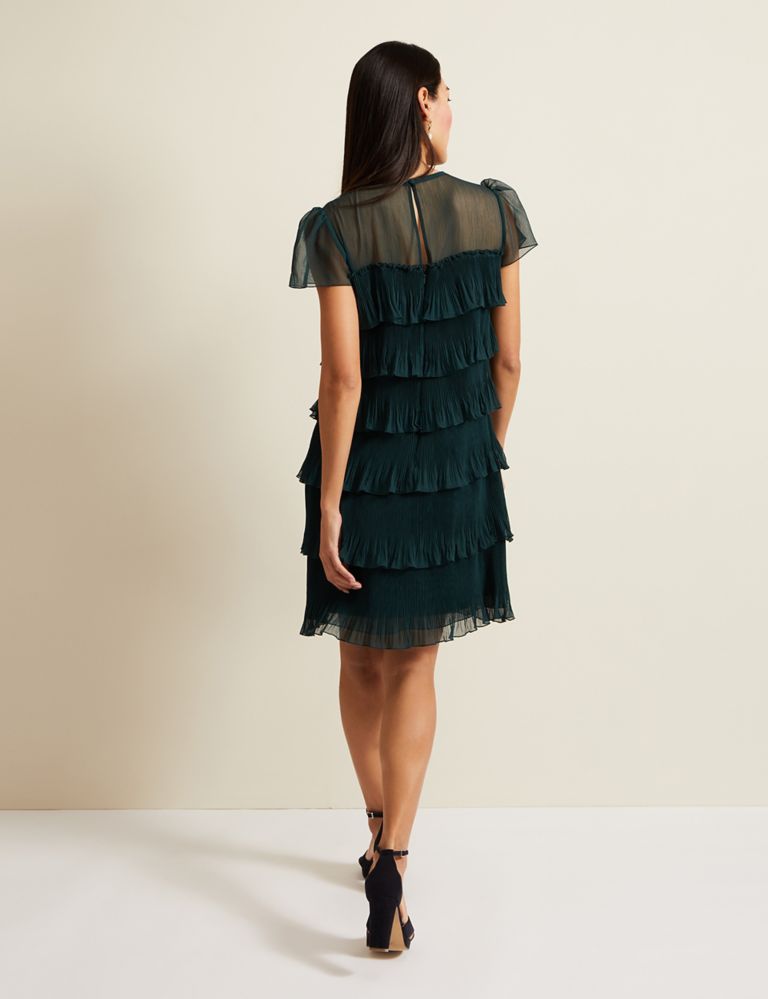 Round Neck Pleated Mini Tiered Dress 4 of 6