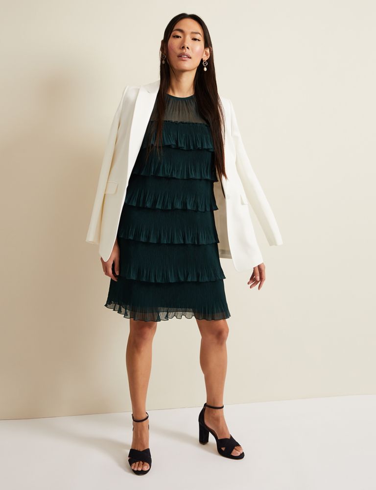 Round Neck Pleated Mini Tiered Dress 6 of 6