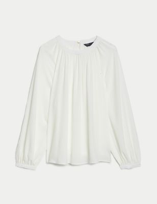 Round Neck Popover Blouse Image 2 of 5