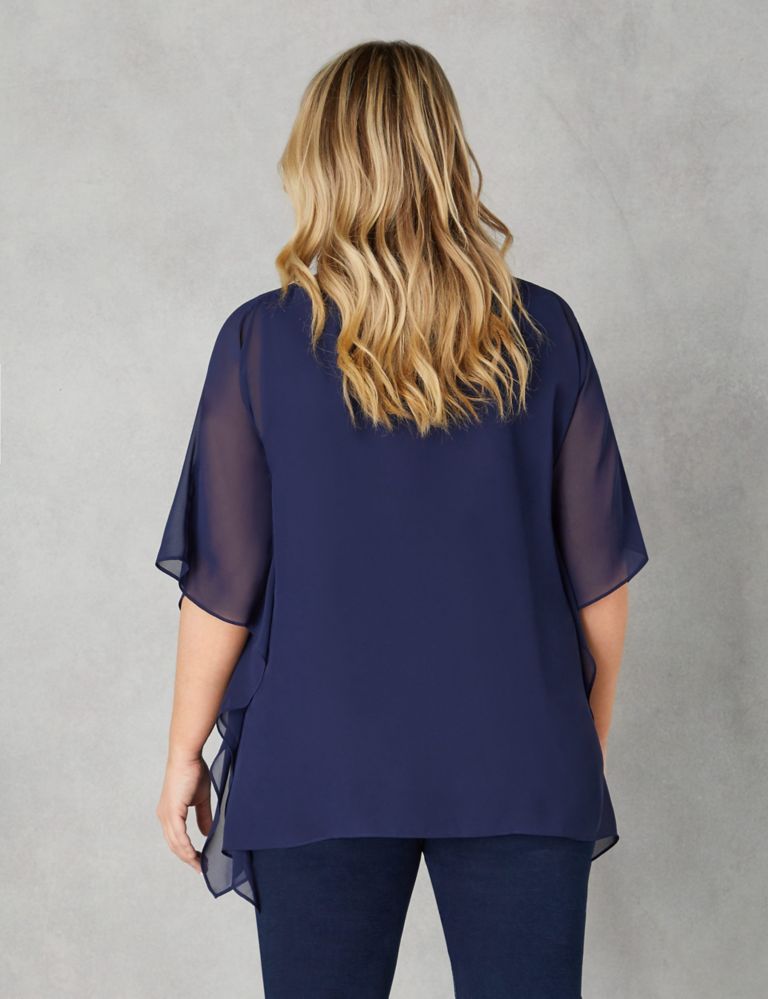 Round Neck Relaxed Hanky Hem Overlay Top 4 of 4