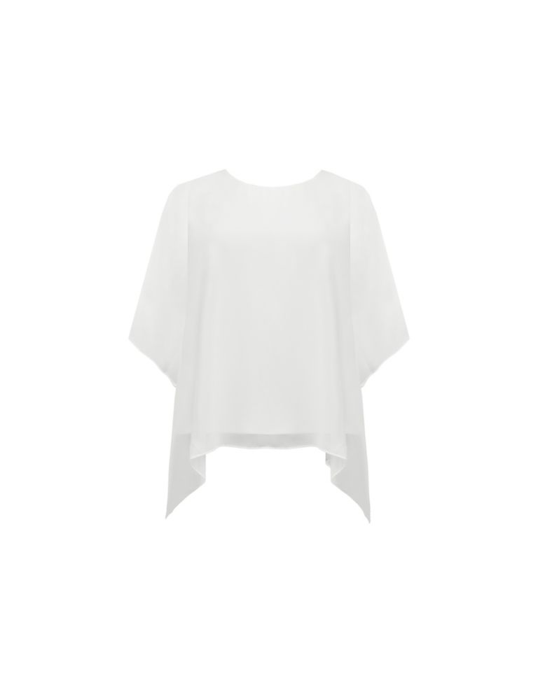 Round Neck Relaxed Hanky Hem Overlay Top 2 of 4