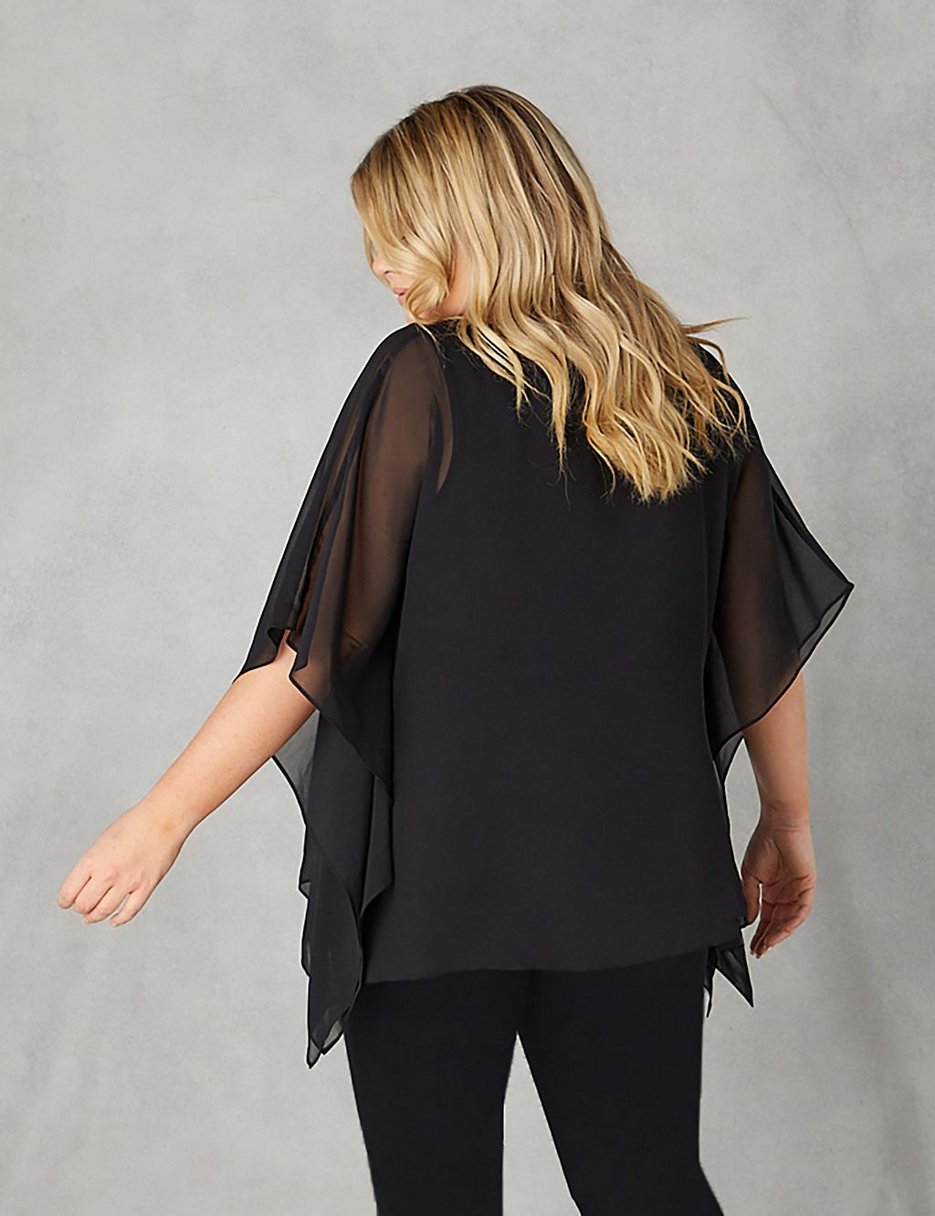 Round Neck Relaxed Hanky Hem Overlay Top 4 of 4