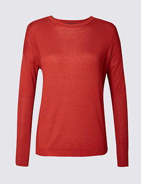Round Neck Ribbed Sleeve Jumper Image 2 of 5