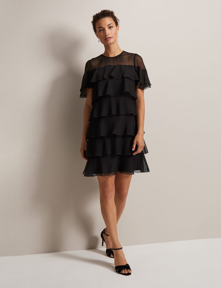Ruffle shift dress best sale