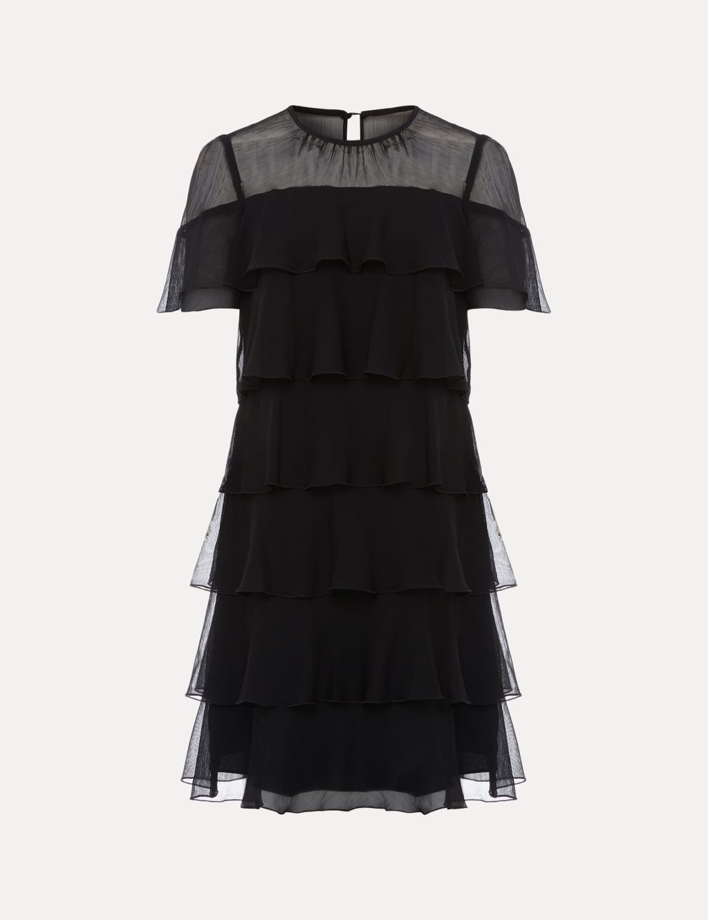 Round Neck Ruffle Mini Tiered Shift Dress Phase Eight M S
