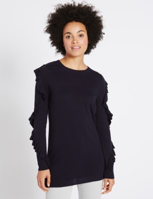 Black frill cheap sleeve jumper