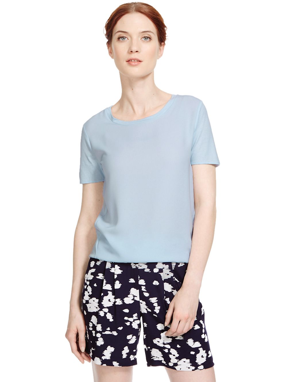 Round Neck Short Sleeve T-Shirt with Modal 2 of 4